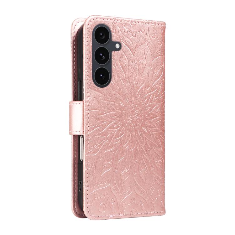 Peňaženkové puzdro Embossing Pattern Slnečnica bledoružové – Samsung Galaxy S25 FE | Lacné Kryty Lacné Kryty | Peňaženkové puzdro Embossing Pattern Slnečnica bledoružové – Samsung Galaxy S25 FE | Lacné Kryty