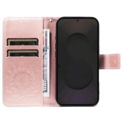 Peňaženkové puzdro Embossing Pattern Slnečnica bledoružové – Samsung Galaxy S25 FE | Lacné Kryty Lacné Kryty | Peňaženkové puzdro Embossing Pattern Slnečnica bledoružové – Samsung Galaxy S25 FE | Lacné Kryty
