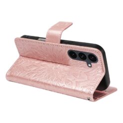 Peňaženkové puzdro Embossing Pattern Slnečnica bledoružové – Samsung Galaxy S25 FE | Lacné Kryty Lacné Kryty | Peňaženkové puzdro Embossing Pattern Slnečnica bledoružové – Samsung Galaxy S25 FE | Lacné Kryty