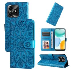 Lacné Kryty | Peňaženkové puzdro Embossing Pattern Slnečnica modré – Honor X5c Plus | Lacné Kryty