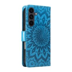 Peňaženkové puzdro Embossing Pattern Slnečnica modré – Samsung Galaxy S25 FE | Lacné Kryty Lacné Kryty | Peňaženkové puzdro Embossing Pattern Slnečnica modré – Samsung Galaxy S25 FE | Lacné Kryty