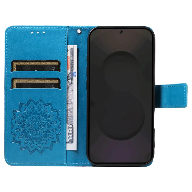 Peňaženkové puzdro Embossing Pattern Slnečnica modré – Samsung Galaxy S25 FE | Lacné Kryty Lacné Kryty | Peňaženkové puzdro Embossing Pattern Slnečnica modré – Samsung Galaxy S25 FE | Lacné Kryty