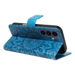 Peňaženkové puzdro Embossing Pattern Slnečnica modré – Samsung Galaxy S25 FE | Lacné Kryty Lacné Kryty | Peňaženkové puzdro Embossing Pattern Slnečnica modré – Samsung Galaxy S25 FE | Lacné Kryty