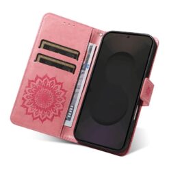 Peňaženkové puzdro Embossing Pattern Slnečnica tmavoružové – Samsung Galaxy S25 FE | Lacné Kryty Lacné Kryty | Peňaženkové puzdro Embossing Pattern Slnečnica tmavoružové – Samsung Galaxy S25 FE | Lacné Kryty