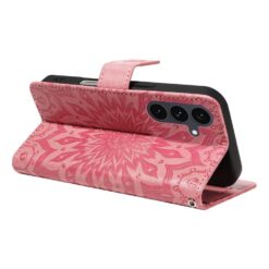 Peňaženkové puzdro Embossing Pattern Slnečnica tmavoružové – Samsung Galaxy S25 FE | Lacné Kryty Lacné Kryty | Peňaženkové puzdro Embossing Pattern Slnečnica tmavoružové – Samsung Galaxy S25 FE | Lacné Kryty