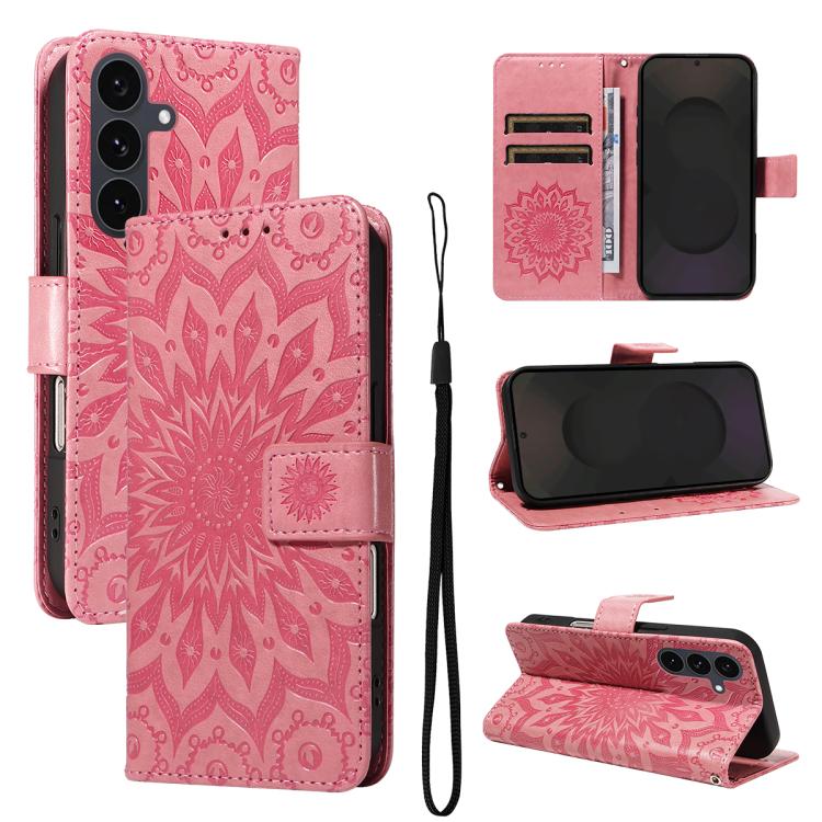 Peňaženkové puzdro Embossing Pattern Slnečnica tmavoružové – Samsung Galaxy S25 FE | Lacné Kryty Lacné Kryty | Peňaženkové puzdro Embossing Pattern Slnečnica tmavoružové – Samsung Galaxy S25 FE | Lacné Kryty