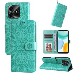 Lacné Kryty | Peňaženkové puzdro Embossing Pattern Slnečnica zelené – Honor X5c Plus | Lacné Kryty