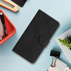 Lacné Kryty | Peňaženkové puzdro Embossing Pattern Stitchy case čierne – T Phone 3 | Lacné Kryty