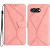 Lacné Kryty | Peňaženkové puzdro Embossing Pattern Stitchy case hnedé – T Phone 3 | Lacné Kryty