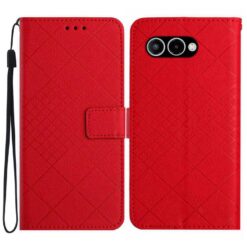 Lacné Kryty | Peňaženkové puzdro Grid case červené – T Phone 3 | Lacné Kryty