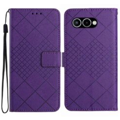 Lacné Kryty | Peňaženkové puzdro Grid case fialové – T Phone 3 | Lacné Kryty