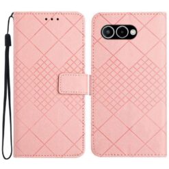 Lacné Kryty | Peňaženkové puzdro Grid case ružové – T Phone 3 | Lacné Kryty