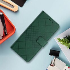 Lacné Kryty | Peňaženkové puzdro Grid case zelené – T Phone 3 | Lacné Kryty