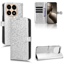 Lacné Kryty | Peňaženkové puzdro Honeycomb Dot Texture Case strieborné – Xiaomi 15T | Lacné Kryty