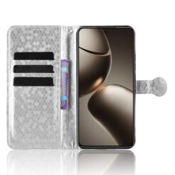 Lacné Kryty | Peňaženkové puzdro Honeycomb Dot Texture Case strieborné – Xiaomi 15T | Lacné Kryty