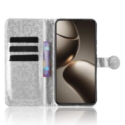 Lacné Kryty | Peňaženkové puzdro Honeycomb Dot Texture Case strieborné – Xiaomi 15T Pro | Lacné Kryty
