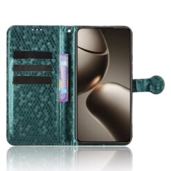 Lacné Kryty | Peňaženkové puzdro Honeycomb Dot Texture Case zelené – Xiaomi 15T Pro | Lacné Kryty
