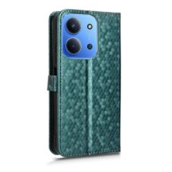 Lacné Kryty | Peňaženkové puzdro Honeycomb Dot Texture Case zelené – Xiaomi Poco C85 | Lacné Kryty