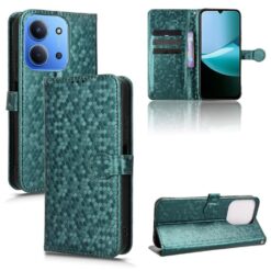 Lacné Kryty | Peňaženkové puzdro Honeycomb Dot Texture Case zelené – Xiaomi Poco C85 | Lacné Kryty