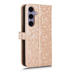 Peňaženkové puzdro Honeycomb Dot Texture Case zlaté – Samsung Galaxy S25 FE | Lacné Kryty Lacné Kryty | Peňaženkové puzdro Honeycomb Dot Texture Case zlaté – Samsung Galaxy S25 FE | Lacné Kryty