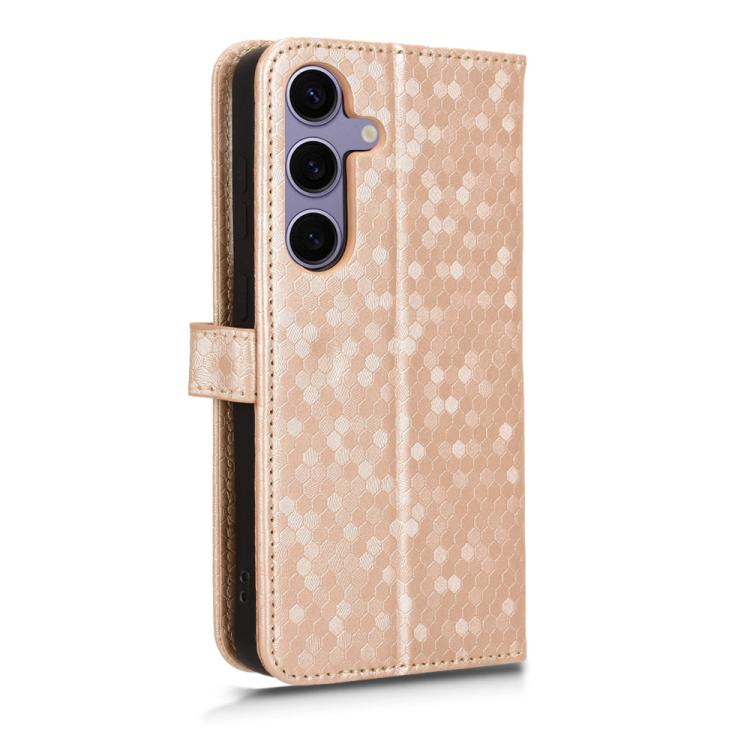 Peňaženkové puzdro Honeycomb Dot Texture Case zlaté – Samsung Galaxy S25 FE | Lacné Kryty Lacné Kryty | Peňaženkové puzdro Honeycomb Dot Texture Case zlaté – Samsung Galaxy S25 FE | Lacné Kryty