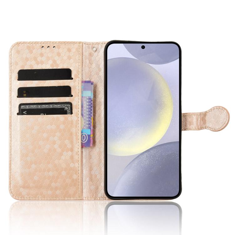 Peňaženkové puzdro Honeycomb Dot Texture Case zlaté – Samsung Galaxy S25 FE | Lacné Kryty Lacné Kryty | Peňaženkové puzdro Honeycomb Dot Texture Case zlaté – Samsung Galaxy S25 FE | Lacné Kryty