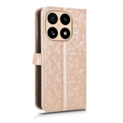 Lacné Kryty | Peňaženkové puzdro Honeycomb Dot Texture Case zlaté – Xiaomi 15T | Lacné Kryty
