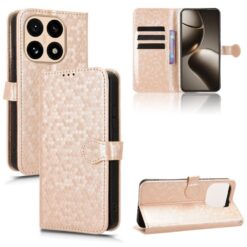 Lacné Kryty | Peňaženkové puzdro Honeycomb Dot Texture Case zlaté – Xiaomi 15T | Lacné Kryty