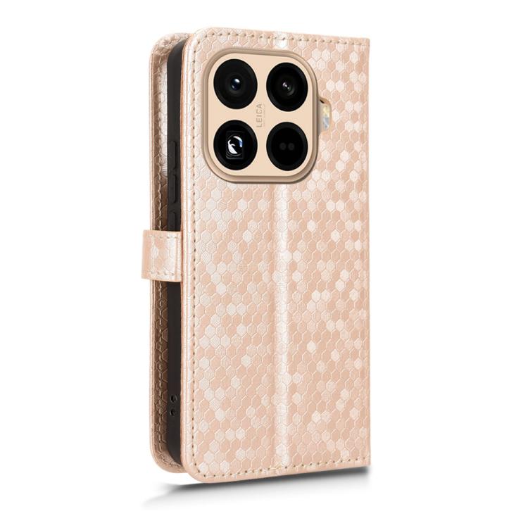 Peňaženkové puzdro Honeycomb Dot Texture Case zlaté – Xiaomi 15T Pro | Lacné Kryty Lacné Kryty | Peňaženkové puzdro Honeycomb Dot Texture Case zlaté – Xiaomi 15T Pro | Lacné Kryty