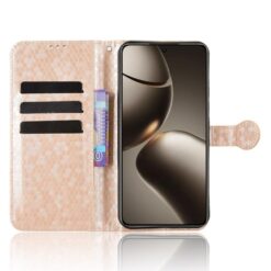 Peňaženkové puzdro Honeycomb Dot Texture Case zlaté – Xiaomi 15T Pro | Lacné Kryty Lacné Kryty | Peňaženkové puzdro Honeycomb Dot Texture Case zlaté – Xiaomi 15T Pro | Lacné Kryty
