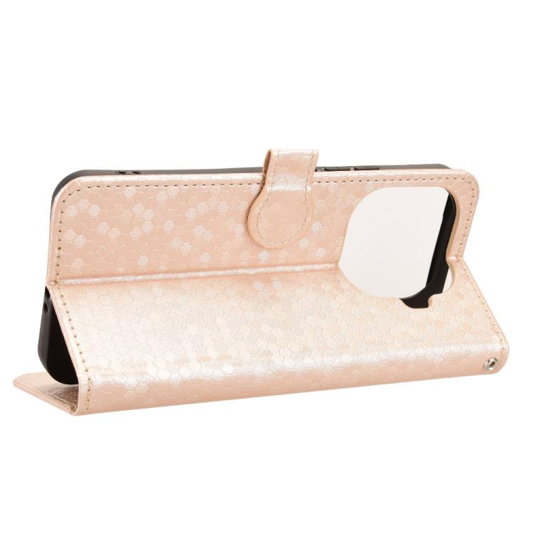 Peňaženkové puzdro Honeycomb Dot Texture Case zlaté – Xiaomi 15T Pro | Lacné Kryty Lacné Kryty | Peňaženkové puzdro Honeycomb Dot Texture Case zlaté – Xiaomi 15T Pro | Lacné Kryty
