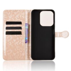 Lacné Kryty | Peňaženkové puzdro Honeycomb Dot Texture Case zlaté – Xiaomi Poco C85 | Lacné Kryty