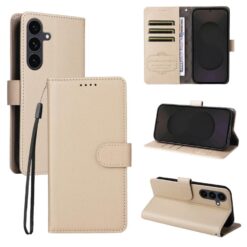 Peňaženkové puzdro Litchi béžové – Samsung Galaxy S25 FE | Lacné Kryty Lacné Kryty | Peňaženkové puzdro Litchi béžové – Samsung Galaxy S25 FE | Lacné Kryty
