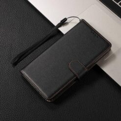 Lacné Kryty | Peňaženkové puzdro Litchi čierne – Samsung Galaxy S25 FE | Lacné Kryty