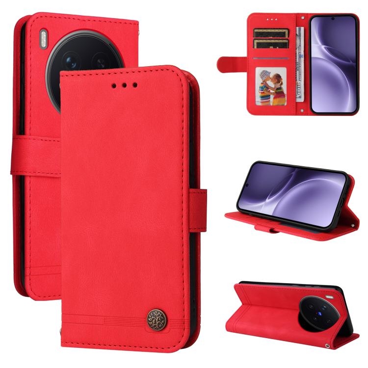 Knižkové puzdro Skin Feel case červené – Vivo X300 Pro | Lacné Kryty Lacné Kryty | Knižkové puzdro Skin Feel case červené – Vivo X300 Pro | Lacné Kryty