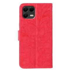 Lacné Kryty | Peňaženkové puzdro Embossing Pattern Kvety červené – T Phone 3 Pro | Lacné Kryty