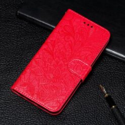 Lacné Kryty | Peňaženkové puzdro Embossing Pattern Kvety červené – T Phone 3 Pro | Lacné Kryty