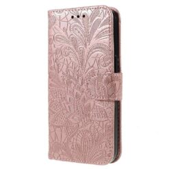 Peňaženkové puzdro Embossing Pattern Kvety ružové – T Phone 3 Pro