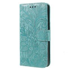 Peňaženkové puzdro Embossing Pattern Kvety zelené – T Phone 3 Pro