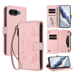 Peňaženkové puzdro Embossing Pattern Motýle ružové – T Phone 3 | Lacné Kryty Lacné Kryty | Peňaženkové puzdro Embossing Pattern Motýle ružové – T Phone 3 | Lacné Kryty