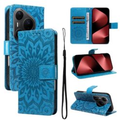 Peňaženkové puzdro Embossing Pattern Slnečnica modré – Huawei Pura 80 Pro | Lacné Kryty Lacné Kryty | Peňaženkové puzdro Embossing Pattern Slnečnica modré – Huawei Pura 80 Pro | Lacné Kryty