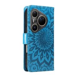 Peňaženkové puzdro Embossing Pattern Slnečnica modré – Huawei Pura 80 Ultra | Lacné Kryty Lacné Kryty | Peňaženkové puzdro Embossing Pattern Slnečnica modré – Huawei Pura 80 Ultra | Lacné Kryty