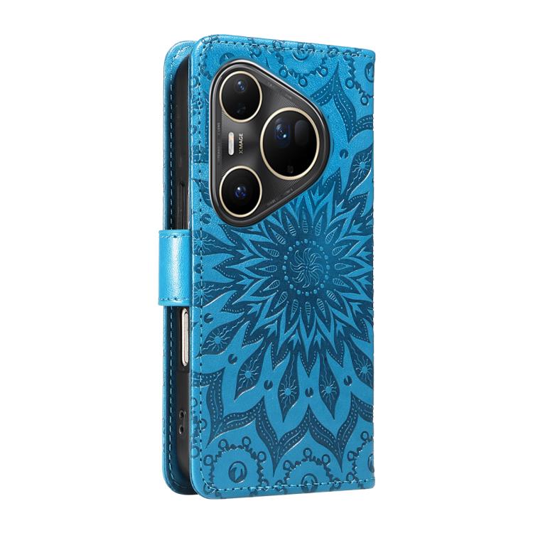 Peňaženkové puzdro Embossing Pattern Slnečnica modré – Huawei Pura 80 Ultra | Lacné Kryty Lacné Kryty | Peňaženkové puzdro Embossing Pattern Slnečnica modré – Huawei Pura 80 Ultra | Lacné Kryty