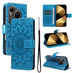 Peňaženkové puzdro Embossing Pattern Slnečnica modré – Huawei Pura 80 Ultra | Lacné Kryty Lacné Kryty | Peňaženkové puzdro Embossing Pattern Slnečnica modré – Huawei Pura 80 Ultra | Lacné Kryty