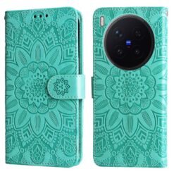 Peňaženkové puzdro Embossing Pattern Slnečnica zelené – Vivo X300 Pro