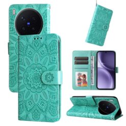 Peňaženkové puzdro Embossing Pattern Slnečnica zelené – Vivo X300 Pro | Lacné Kryty Lacné Kryty | Peňaženkové puzdro Embossing Pattern Slnečnica zelené – Vivo X300 Pro | Lacné Kryty