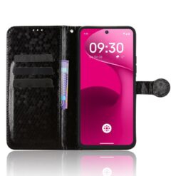 Lacné Kryty | Peňaženkové puzdro Honeycomb Dot Texture Case čierne – T Phone 3 Pro | Lacné Kryty