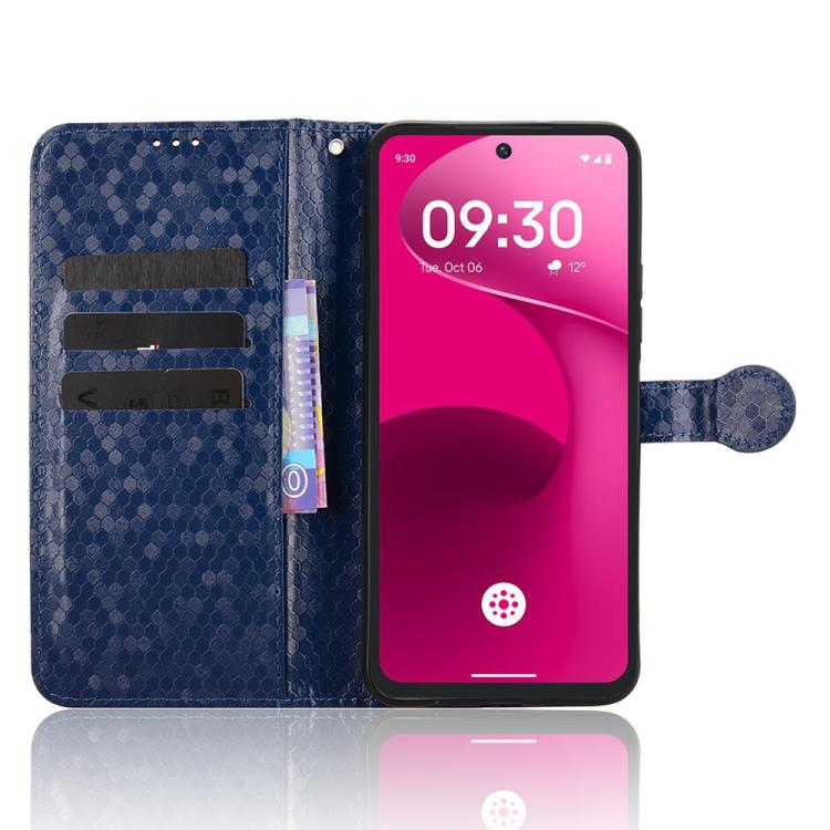 Peňaženkové puzdro Honeycomb Dot Texture Case modré – T Phone 3 Pro | Lacné Kryty Lacné Kryty | Peňaženkové puzdro Honeycomb Dot Texture Case modré – T Phone 3 Pro | Lacné Kryty
