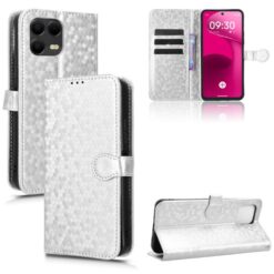 Peňaženkové puzdro Honeycomb Dot Texture Case strieborné – T Phone 3 Pro | Lacné Kryty Lacné Kryty | Peňaženkové puzdro Honeycomb Dot Texture Case strieborné – T Phone 3 Pro | Lacné Kryty