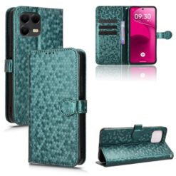 Lacné Kryty | Peňaženkové puzdro Honeycomb Dot Texture Case zelené – T Phone 3 Pro | Lacné Kryty